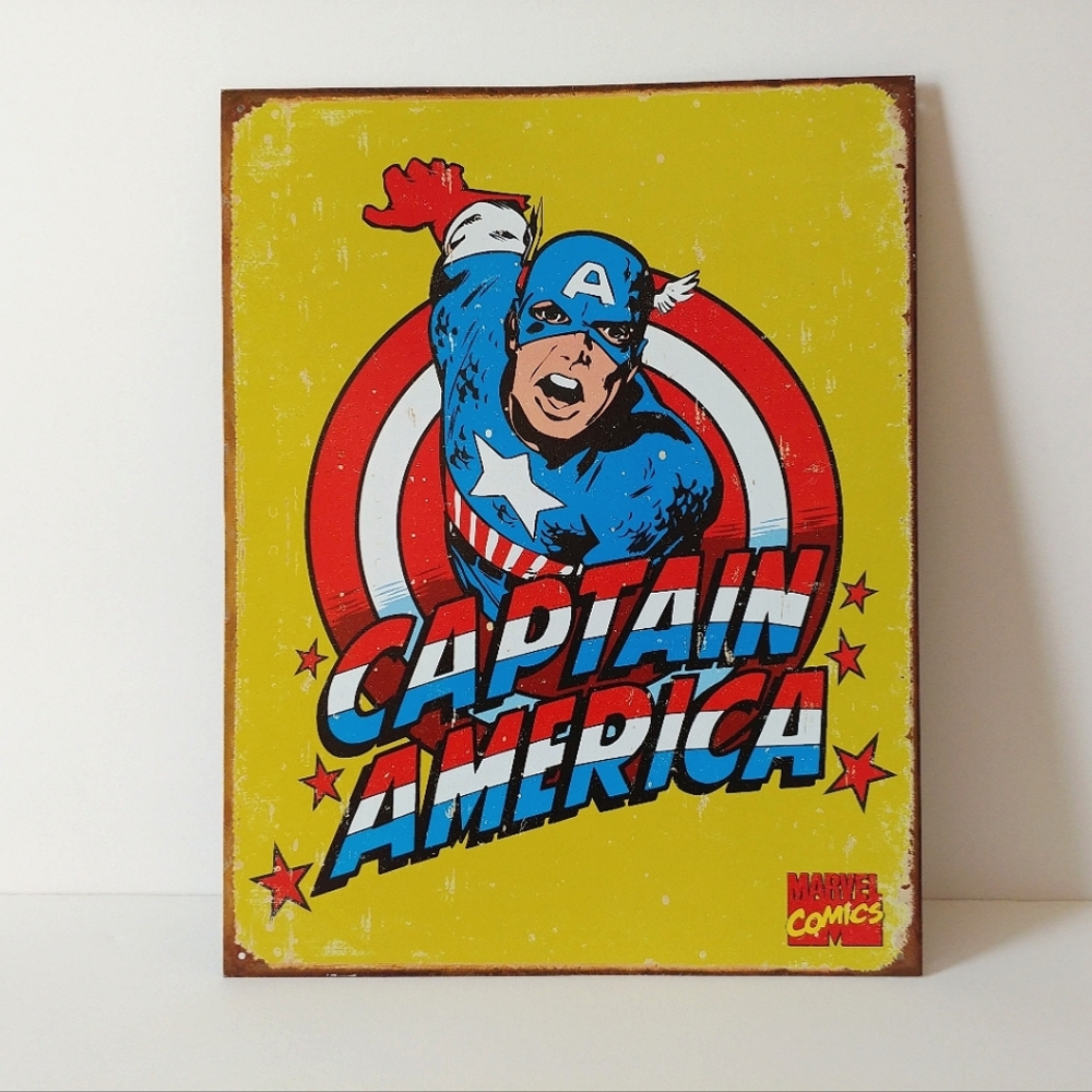 Retro Captain America Marvel Tin Sign Home Decor